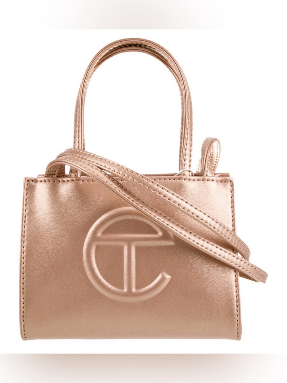 Telfar Small Shopping Bag in Metallic Copper